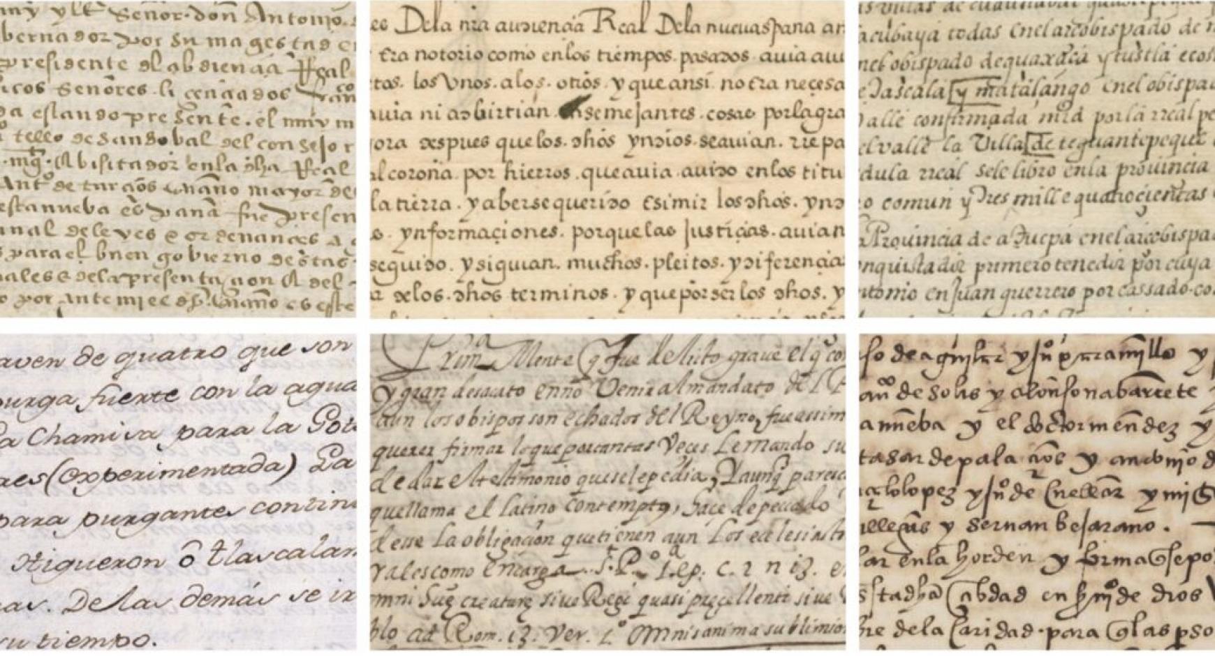 montage of spanish colonial manuscripts in different handwriting
