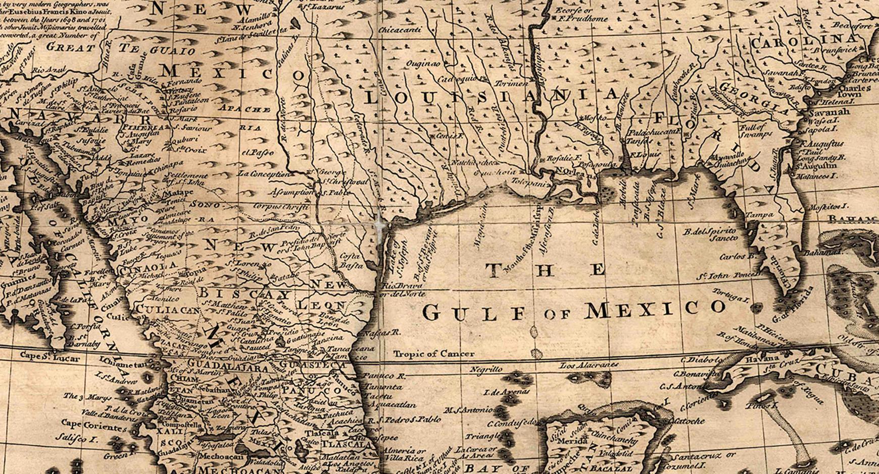 old map of the gulf coast of the united states
